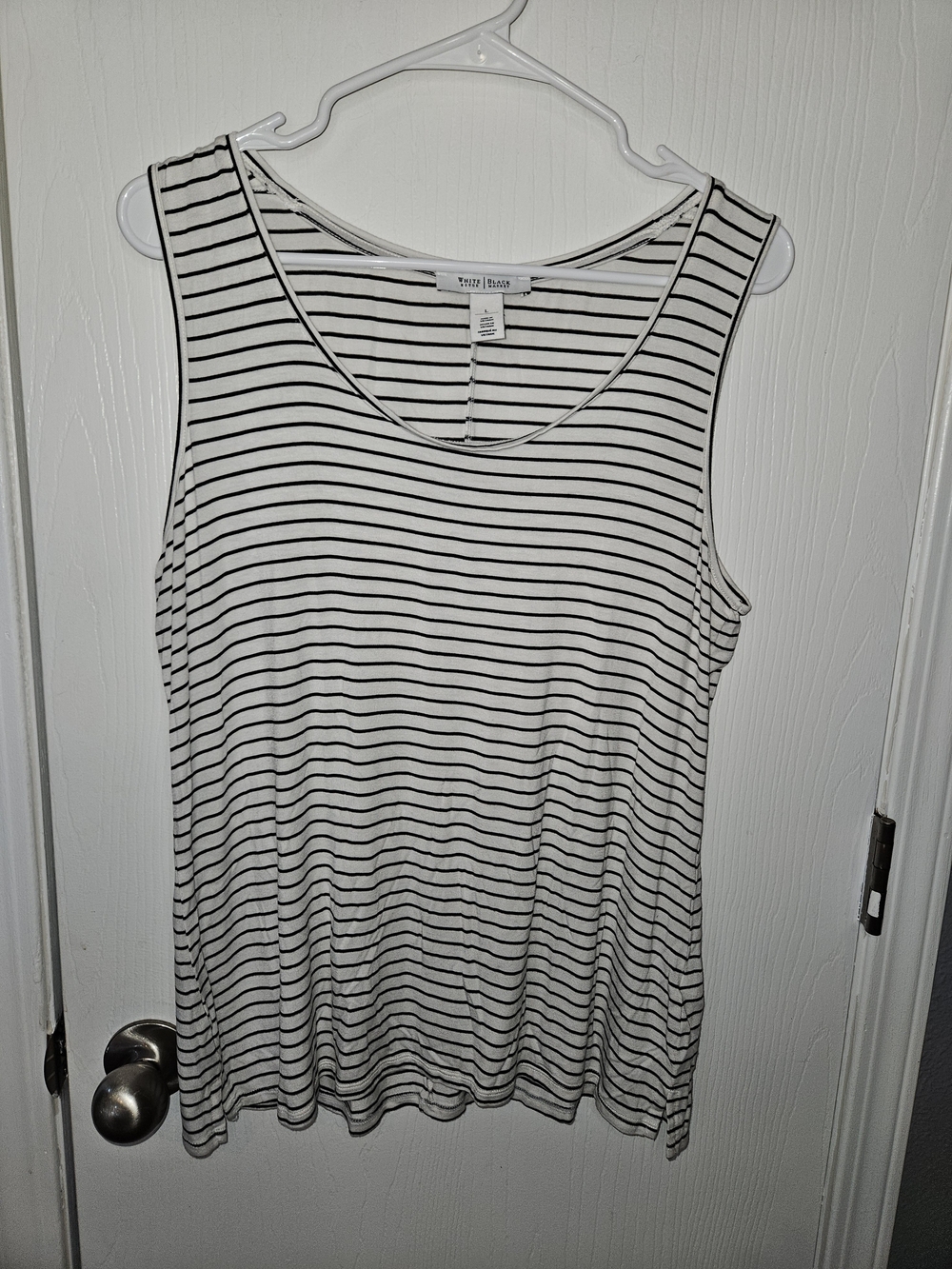 White House Black Market Black & White Striped Tank